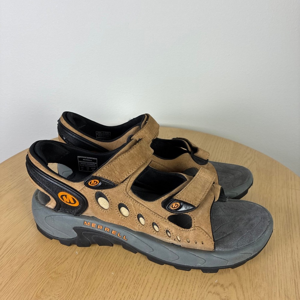 Merrell Rapid Pulse Leather Smoke Mens 12 Hiking Sandals Rugged Outdoor Gorpcore